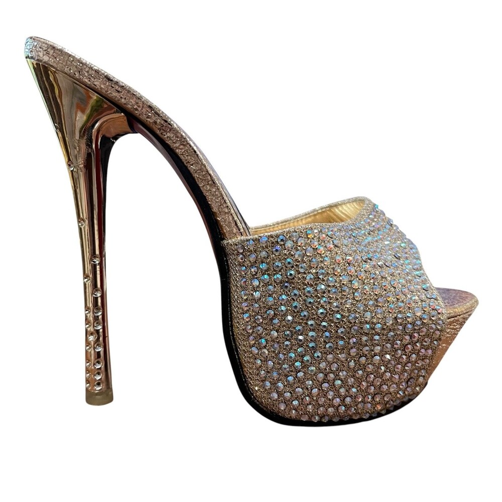 Xiao Xian Nv Pave Jeweled Gold Platform Heels  EU 36  Formal Prom Hoco Wedding